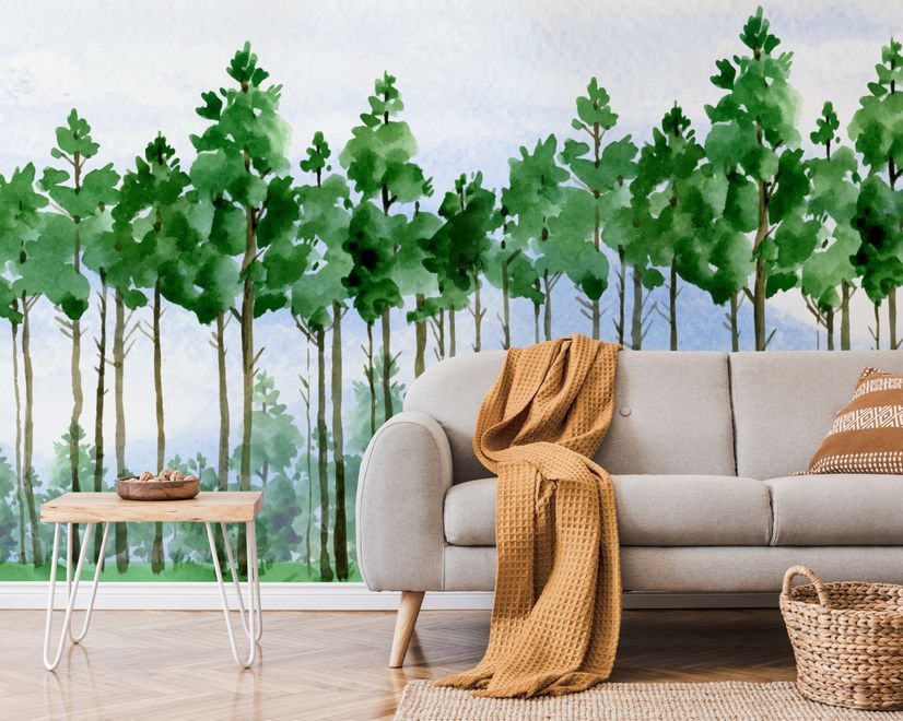Cartoon Poplar Tree Wallpaper Mural