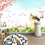 Cherry Blossom and Cartoon Cats Wallpaper Mural