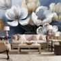 Papier peint panoramique Motif art floral tulipes douces style peinture à l'huile