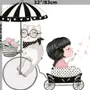 Cute Cat and Beautiful Girl Riding the Bike Wall Decal Sticker