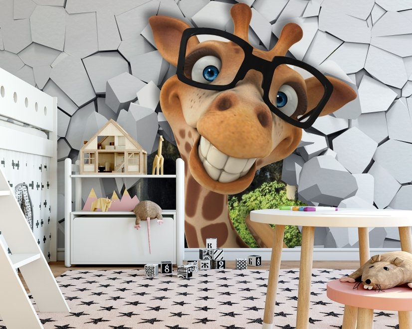 Papier peint panoramique de la girafe de dessins animés