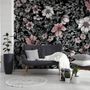 Dark Floral with White Daisy Wallpaper Mural