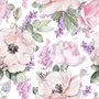 Watercolor Pink Floral Pattern with Wisteria Wallpaper Mural