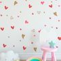 Cute Watercolor Hearts Wall Decal Sticker