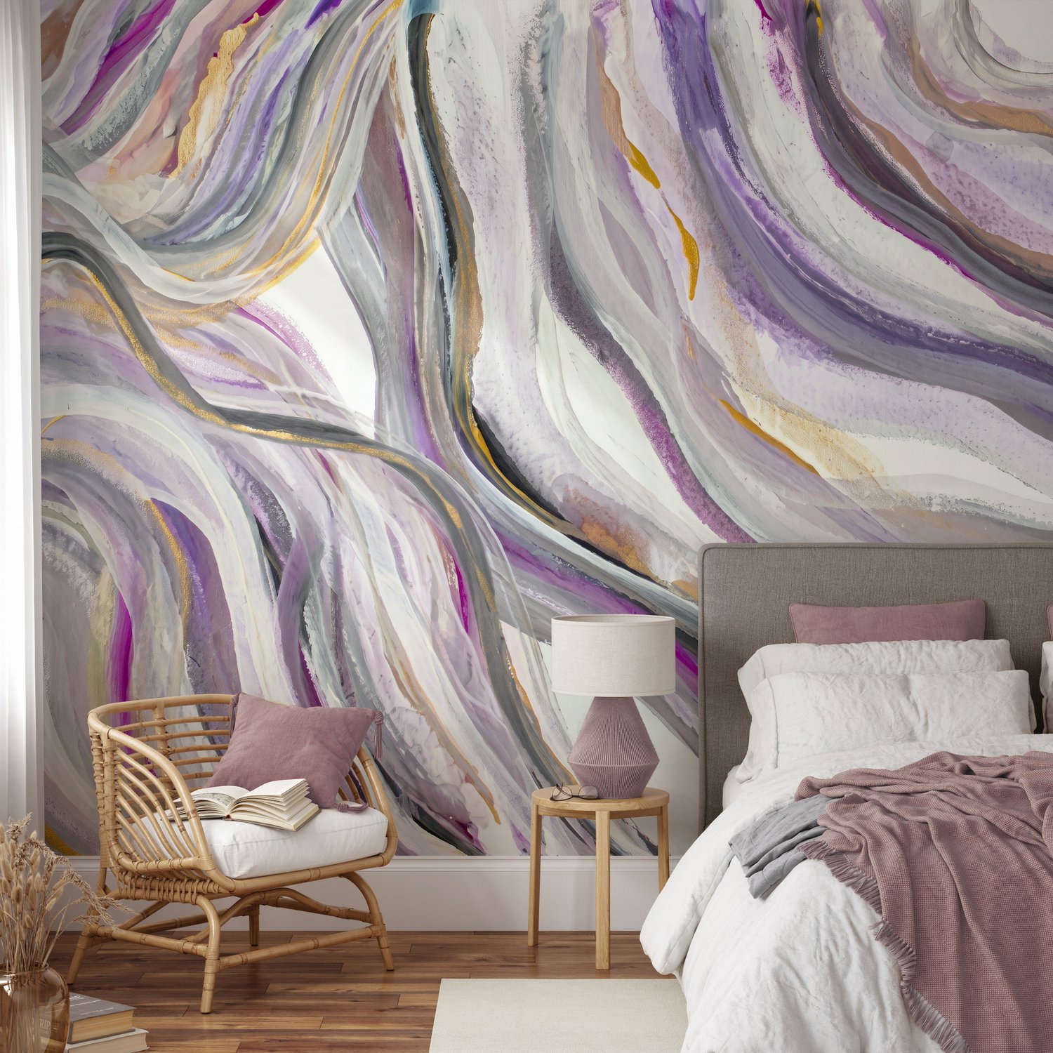 Watercolor Abstract Lines Wallpaper Mural - Peel and Stick