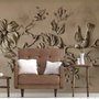 Papier peint panoramique floral effet ciment relief 3D