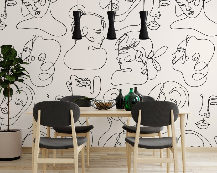 Elegant Abstract Faces Wallpaper Mural