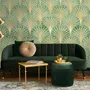 Moderne Eau De Nil Art Deco Goldene Linien Fototapete