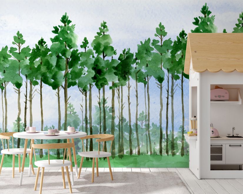 Cartoon Poplar Tree Wallpaper Mural