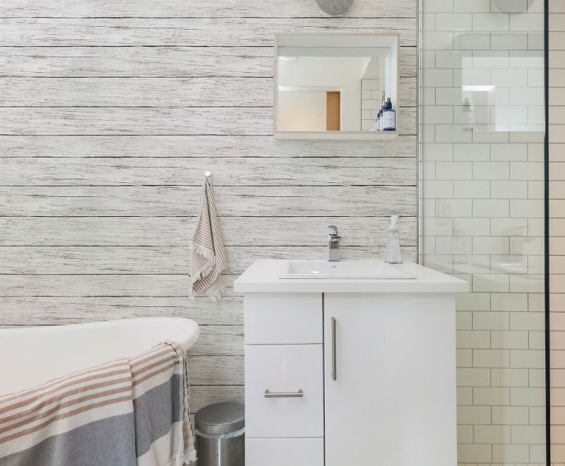 Rustic White Wood Texture Effect Wallpaper Mural