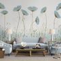 Oil Painting Blue Poppy Flowers Wallpaper Mural