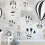 Hot Air Balloon with Cartoons Animals Kids Nursery Wallpaper Mural