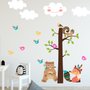 Kids Cute Fox and Bear and Cartoon Tree with Little Birds Wall Decal Sticker