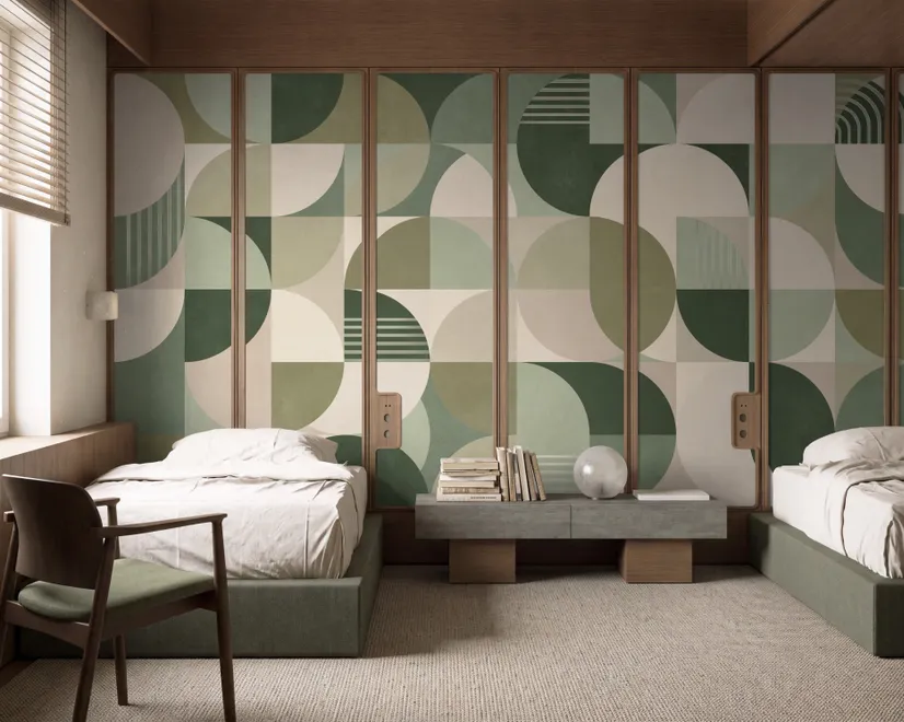 Retro Abstract Geometric Shapes Wallpaper Mural