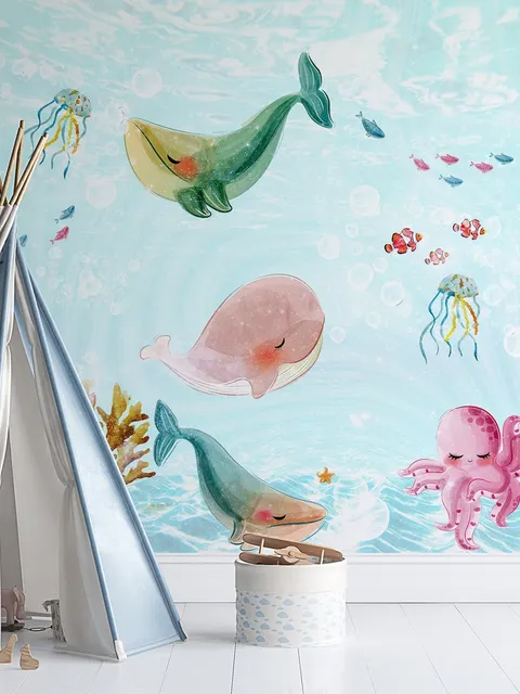 Nursery Cute Sea Animals Wallpaper Mural