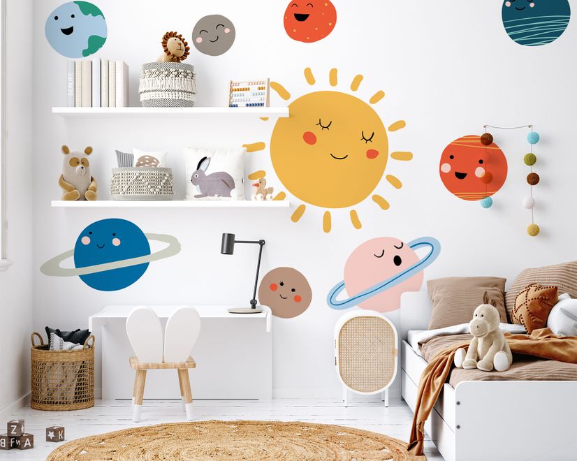 Kinder Wandtattoo Sonne und Planeten Wandtattoos