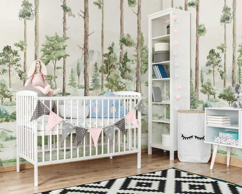 Kids Watercolor Forest Trees Wallpaper Mural