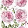 Wandtattoo mit Rosa Pfingstrosen und Flamingo
