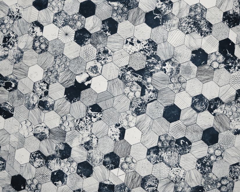 Dark Geo Hexagon Pattern Wallpaper Mural