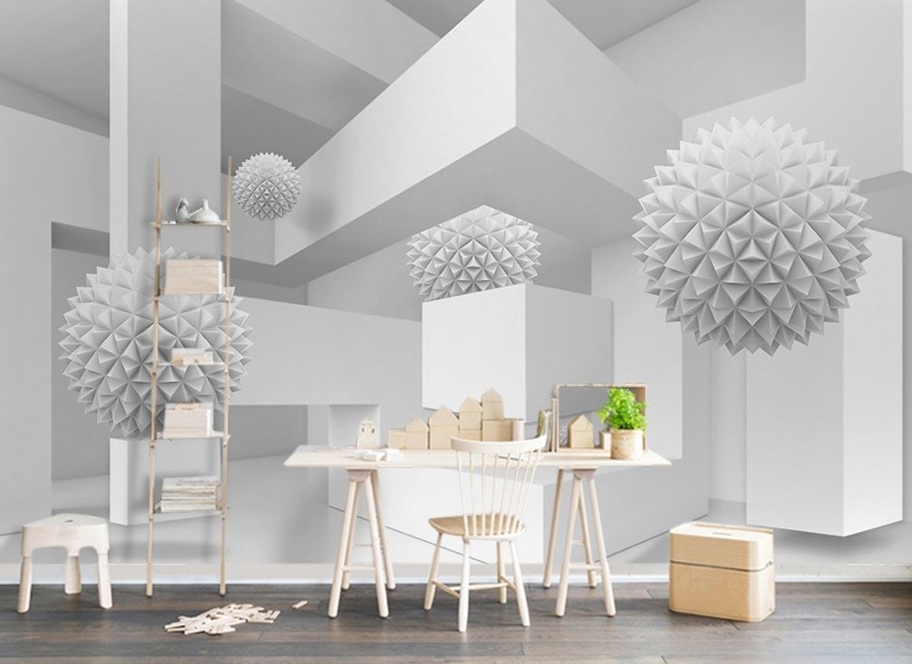 Geometric Shape and Abstract Ball Wallpaper Mural - Peel and Stick