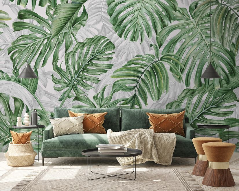 Tropical Leaf Pattern Wallpaper Mural