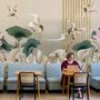 Chinese Crane Birds with Lotus Florals Wallpaper Mural