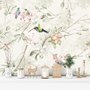 Papier peint fleurs vintage oiseaux