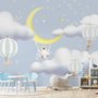 Kids Cartoon Cloud and Yellow Moon Wallpaper Mural