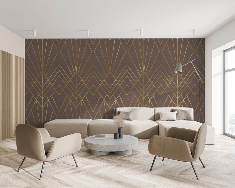 Luxury Geometric Lines  Art Deco Wallpaper Mural