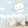 Nursery Soft Moon with White Cloud in the  Sky Wallpaper Mural