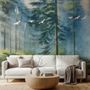 Watercolor Painting Misty Forestscape Wallpaper Mural