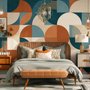 Retro Abstract Geometric Shapes Wallpaper Mural
