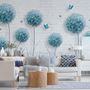 Dandelion Floral and Butterfly Wallpaper Mural