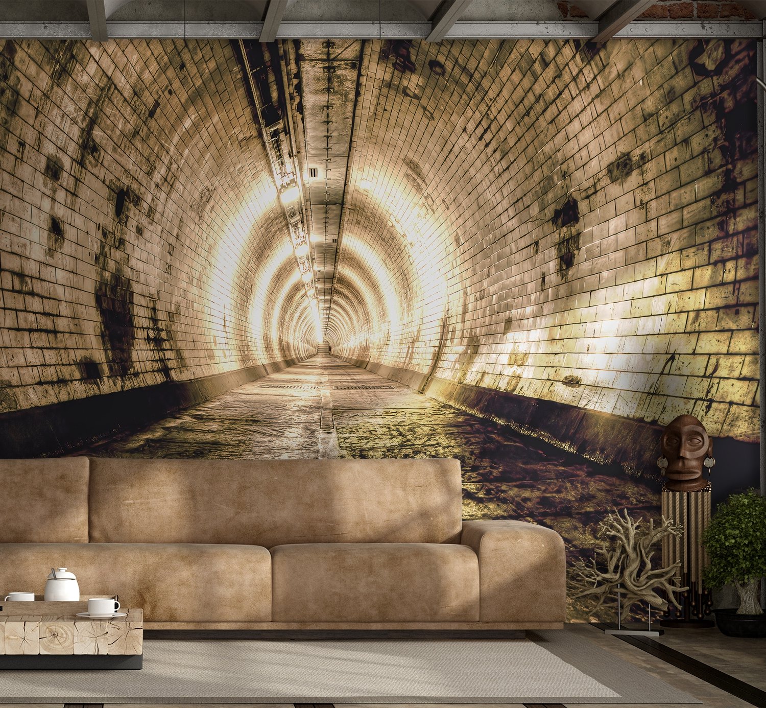 3D Look Tunnel Wallpaper Mural - Peel and Stick