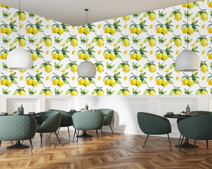 Lemon with Leaf Wallpaper Mural