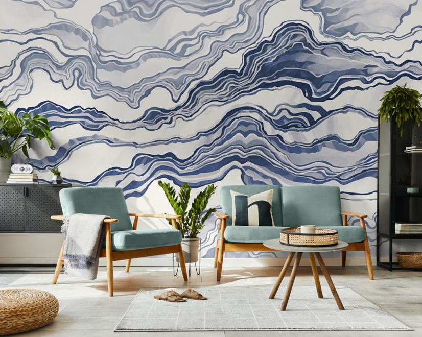 Nordic Abstract Waves Wallpaper Mural