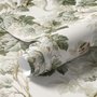 Vintage nature wallpaper with pale monkeys, sage grape leaves, white grape clusters and taupe vines on ivory.