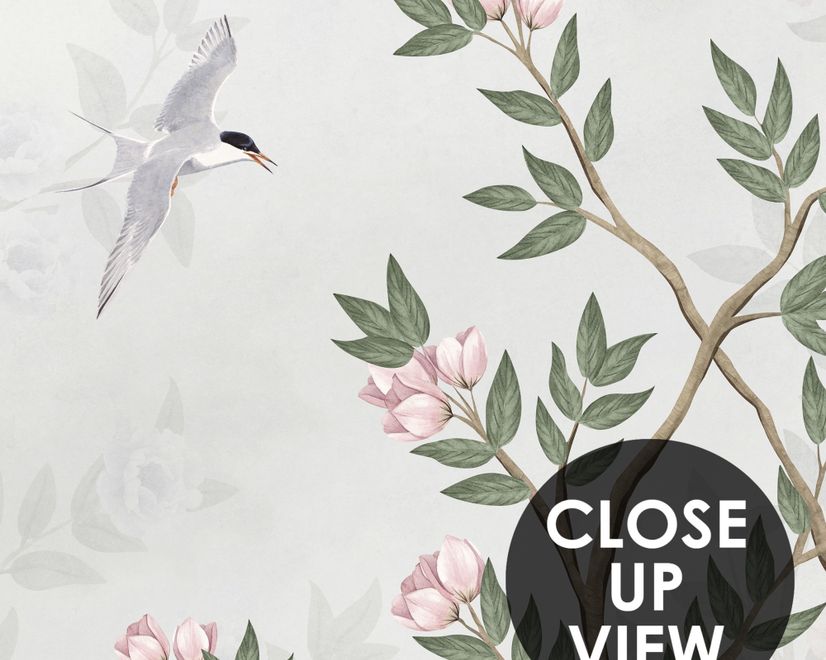Chinoiserie Gartenbäume und Vögel Landschaft Fototapete