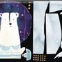 Kids Cute White Bear with Watercolor Moon and Yellow Stars Wall Decal Sticker