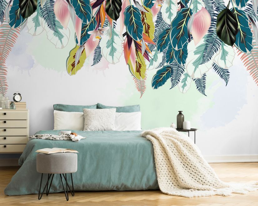 Watercolor Banana Leaf Wallpaper Mural