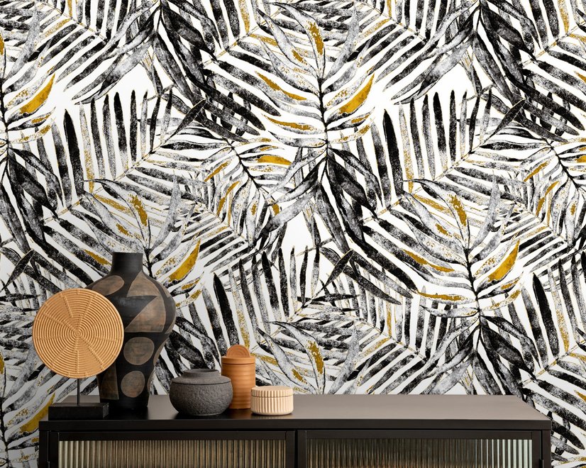 Watercolor Palm Leaf Pattern Wallpaper Mural