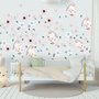 Aquarelle rose bleu fleurs avec oiseaux et papillons Stickers muraux