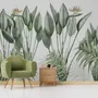 Vintage Palm Leaf and Colorful Birds Wallpaper Mural