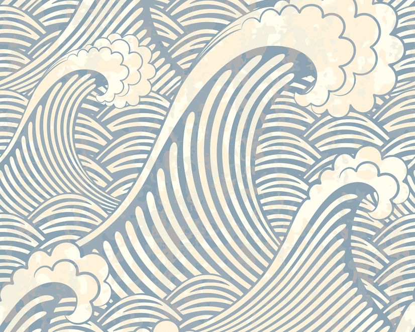 Watercolor Ocean Waves Wallpaper Mural