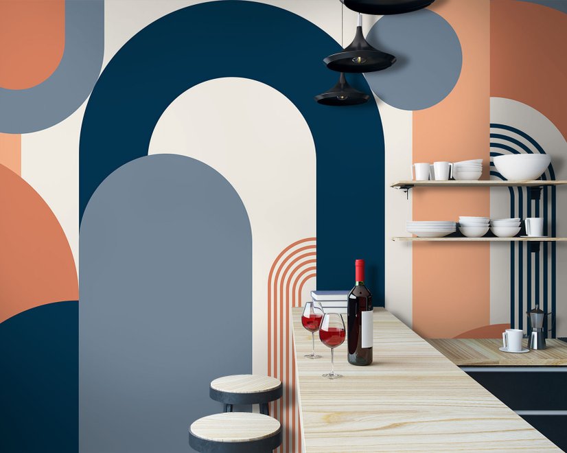 Geometric Arch with Shapes Wallpaper Mural