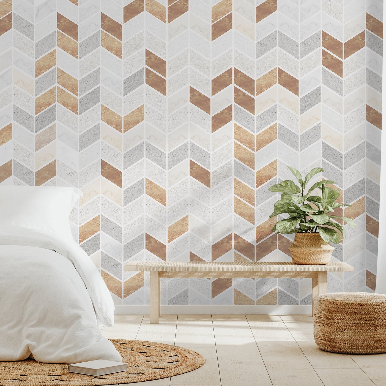 Polygonal Square Geometric Pattern Wallpaper Mural - Peel and Stick