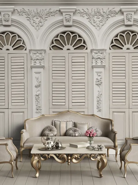 Faux Window Shutter Wallpaper Mural