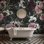 Colorful Floral with Dark Geometric Pattern Wallpaper Mural