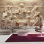 3D Embossed Look Cement Religious Sculpture Wallpaper Mural