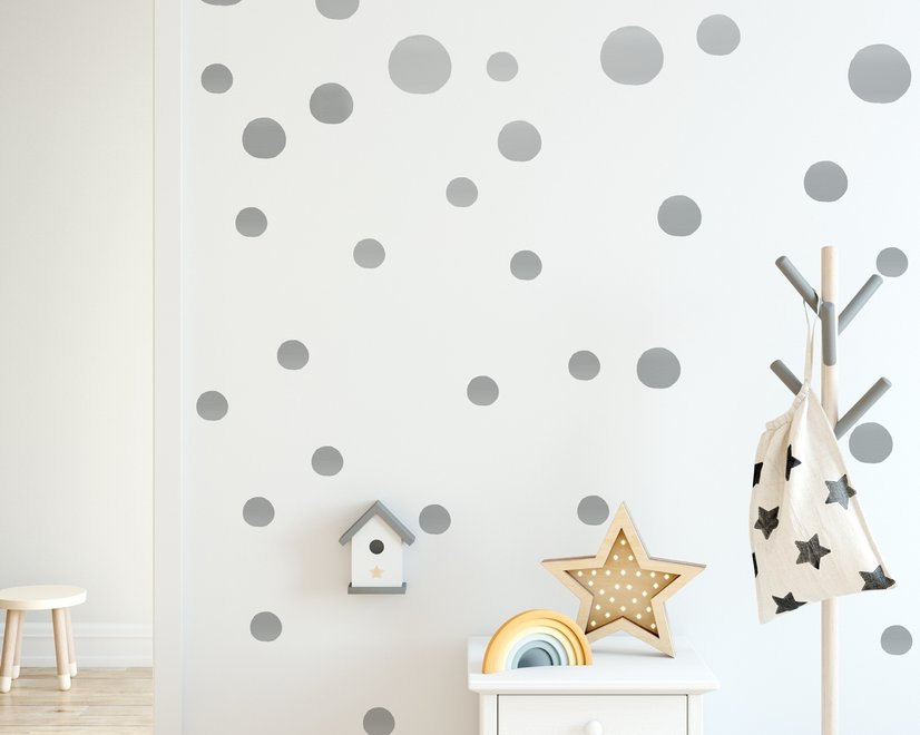 Silberne Polka Dots Wandtattoo